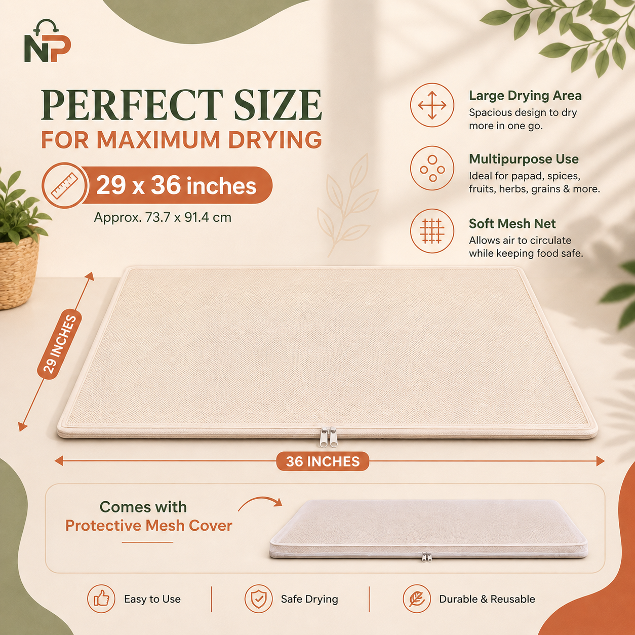 Papad Drying Cloth with Net & Zip